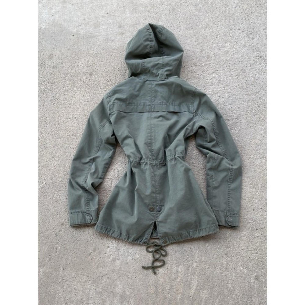 Vintage Ambiance Y2K Womens Size M Hooded Army Green Cotton Utility Jacket Adjus - Picture 6 of 10